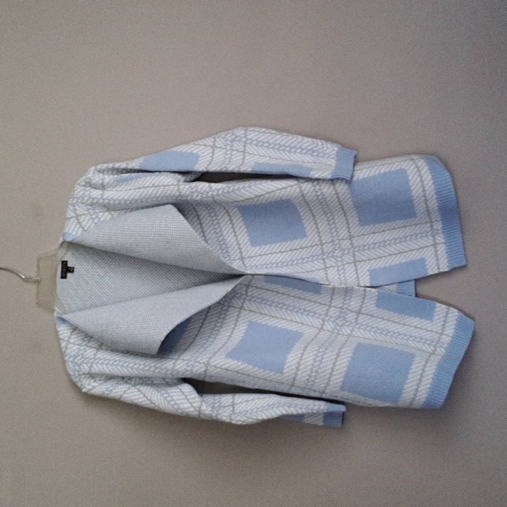 Talbots Blue Plaid Sweater Coat NWOT